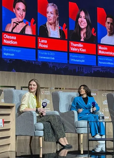 Panel discussion with iGaming professionals on stage