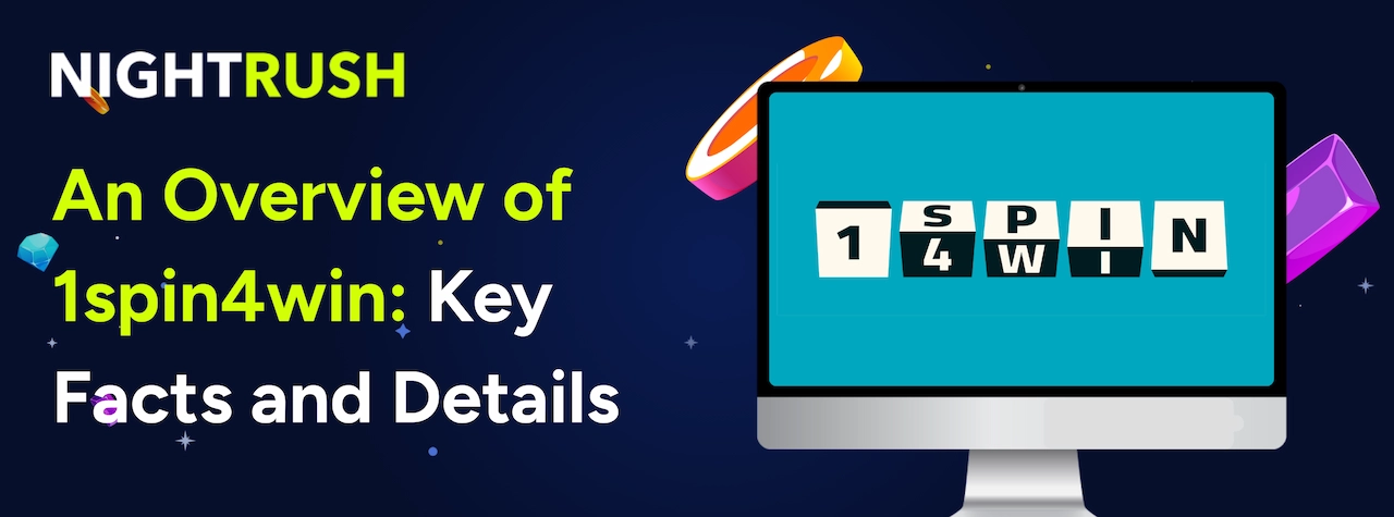 Laptop showing 1spin4win logo & text on a blue background.