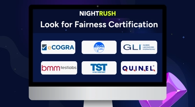 A computer monitor featuring a Look for Fairness Certification header and certification logos.