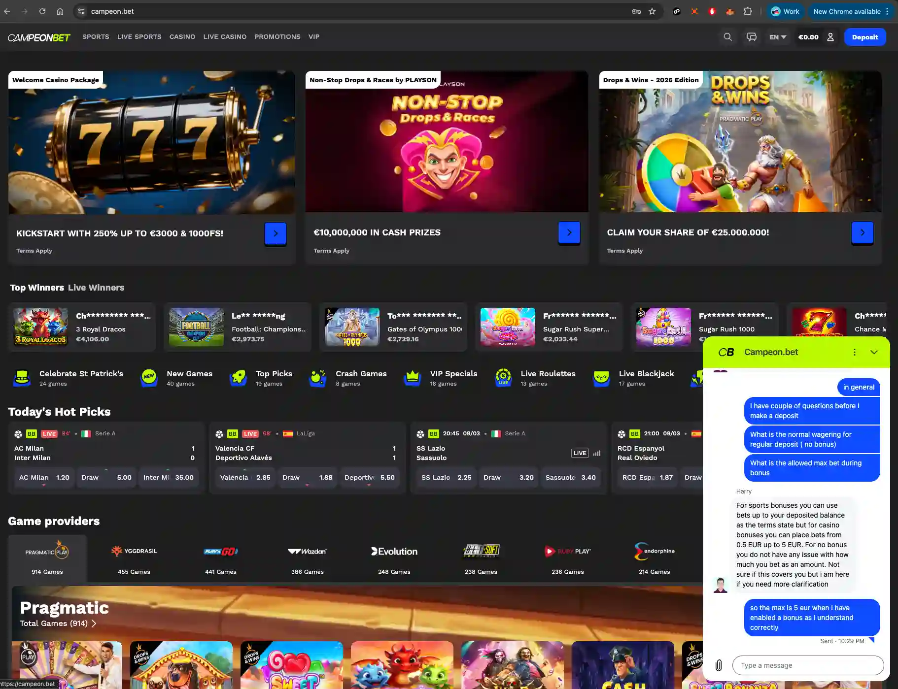 Campeonbet Casino homepage