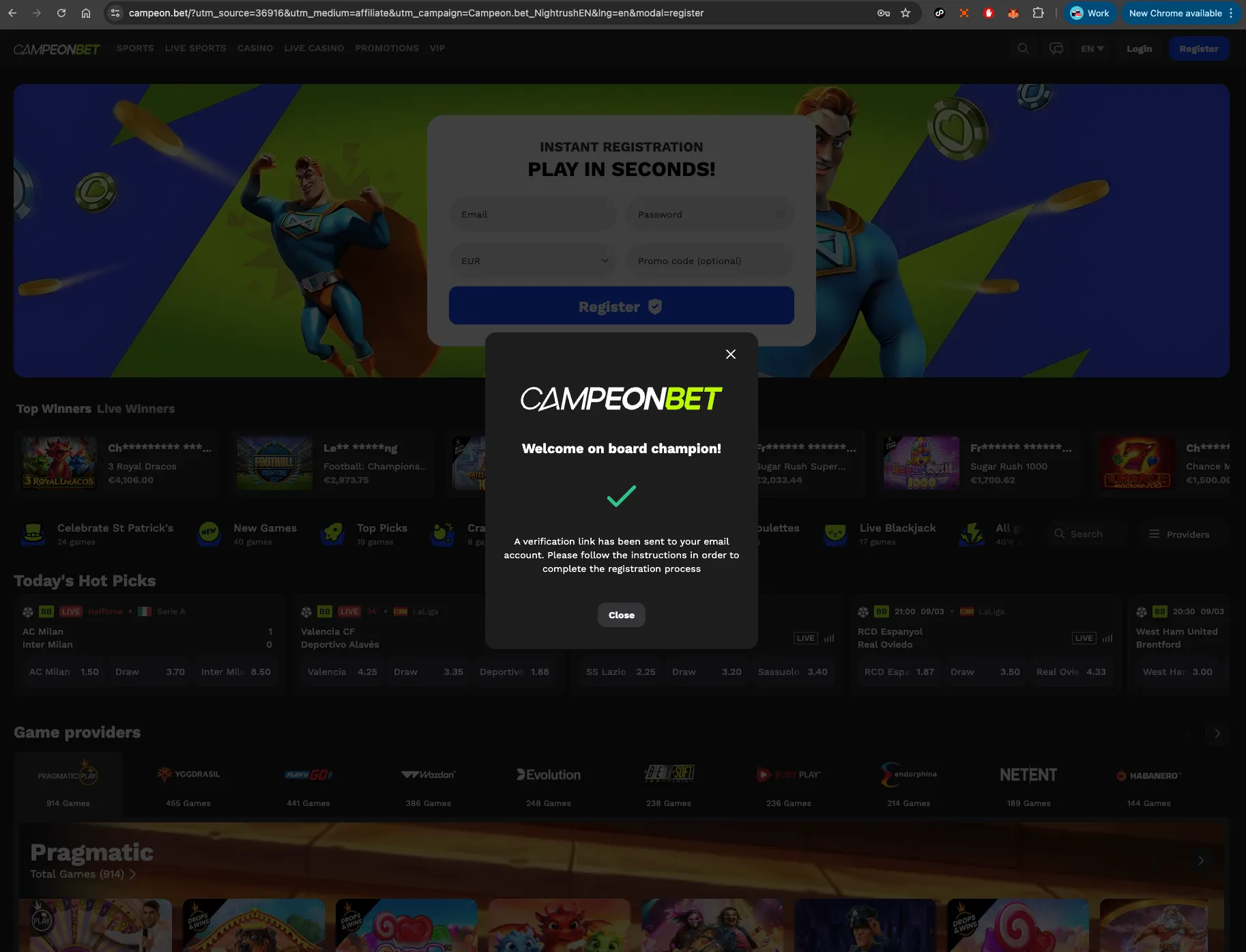 Campeonbet Casino welcome