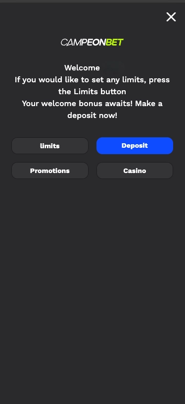 Campeonbet Casino welcome page