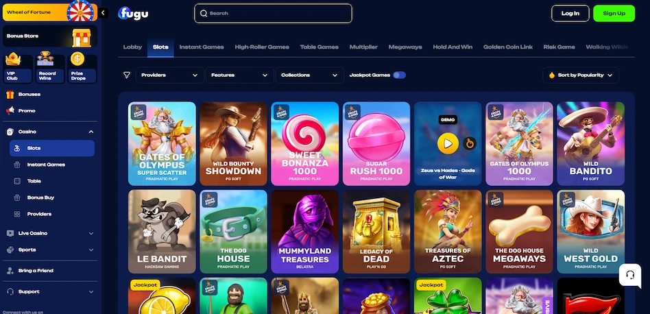Fugu Casino slot games.