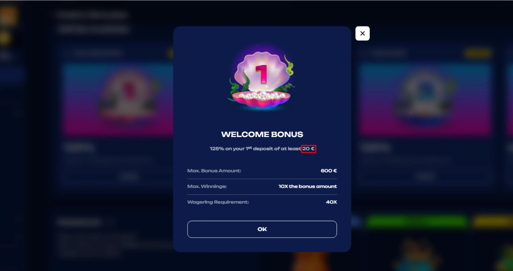 Fugu Casino welcome bonus minimum deposit