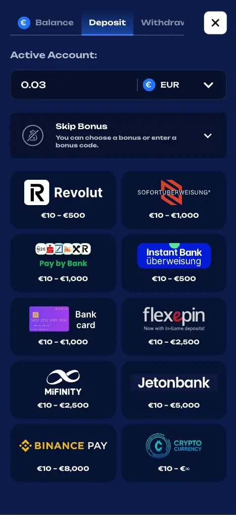 Fugu casino deposit methods screen