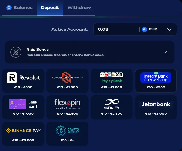 Fugu casino deposit methods screen