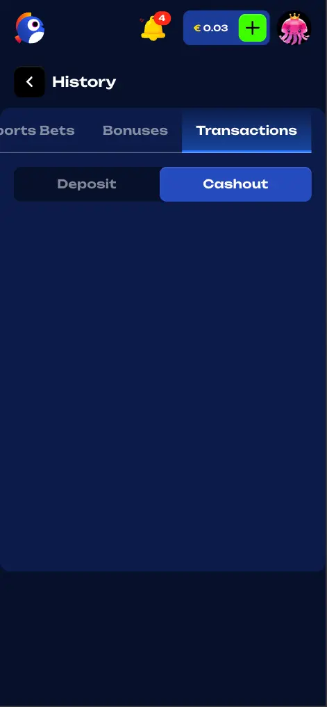 Fugu casino withdrawal transactions history page screen