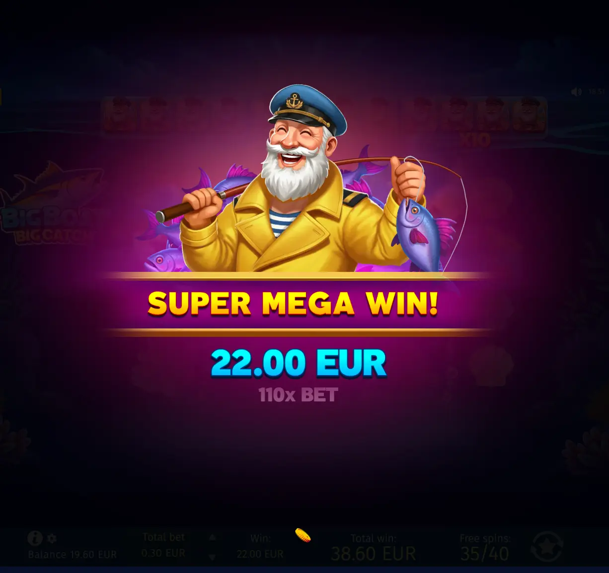 Fugu casino slot win screen
