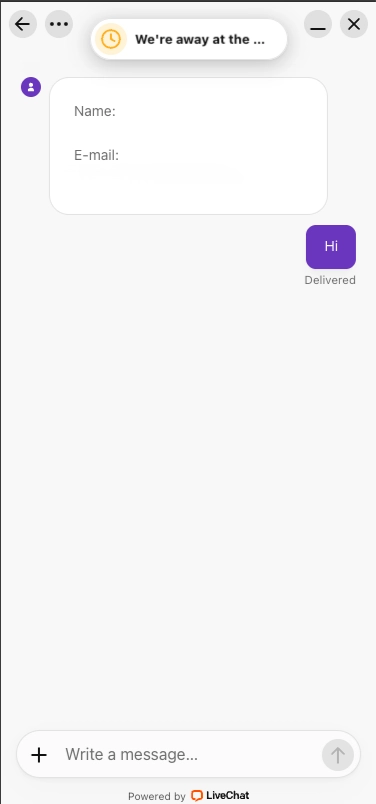 HiSpin casino customer support screen