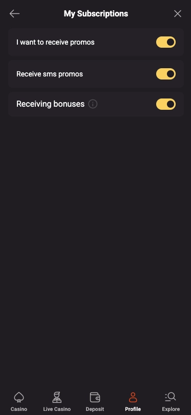 hollywin casino mobile subscription screen
