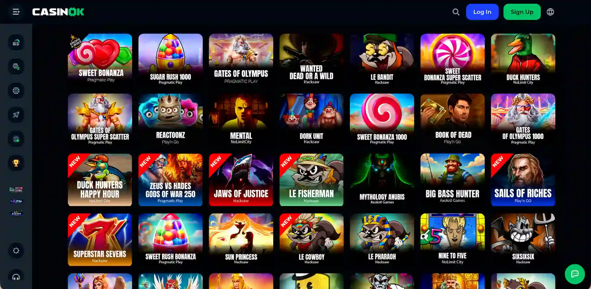 CasinOK Casino game selection.