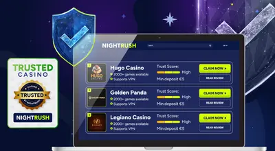 Laptop displaying a list of trusted casinos.
