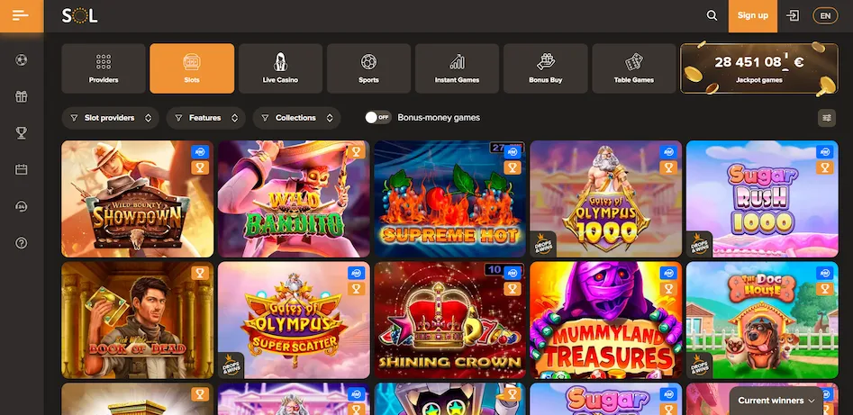 SOL Casino slot games.