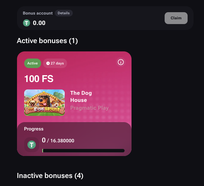 Vega.bet Casino Active Bonuses
