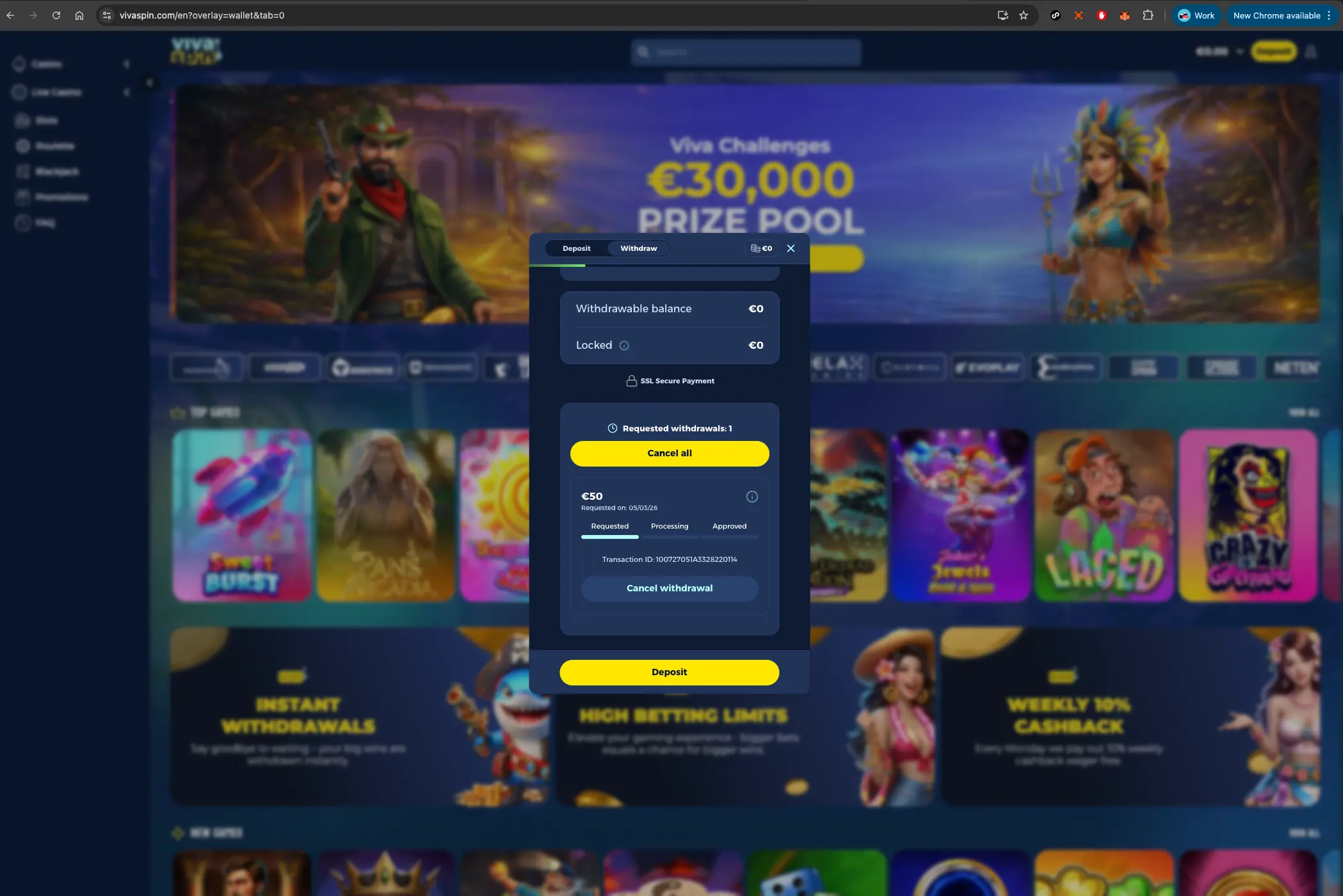 Vivaspin casino withdrawal payment methods