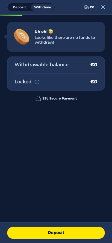 Vivaspin casino withdrawal page screen