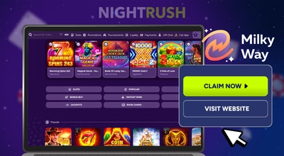 MilkyWay Casino on a laptop with the claim now button and a cursor against a dark setting.