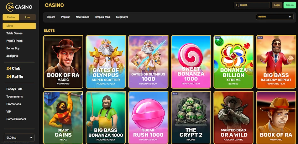 24Casino slot games page.