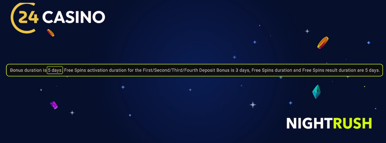24Casino welcome bonus expiry timeframe