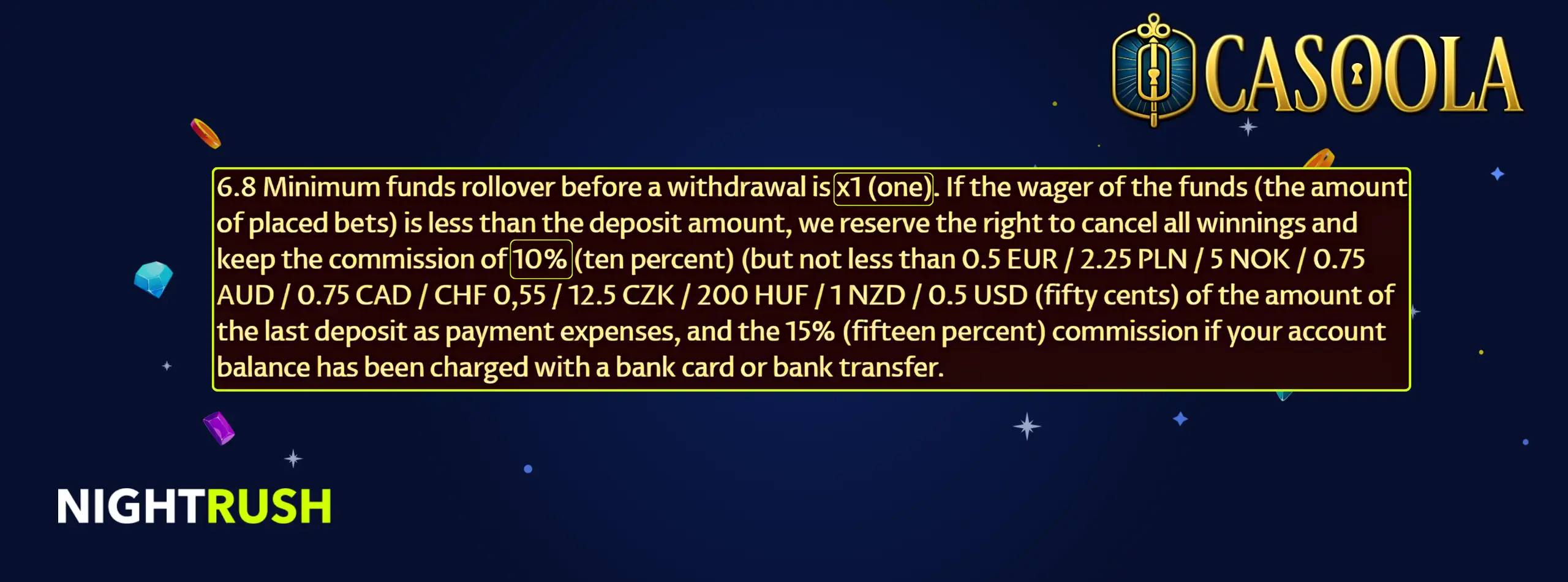 Casoola Casino withdrawal rollover