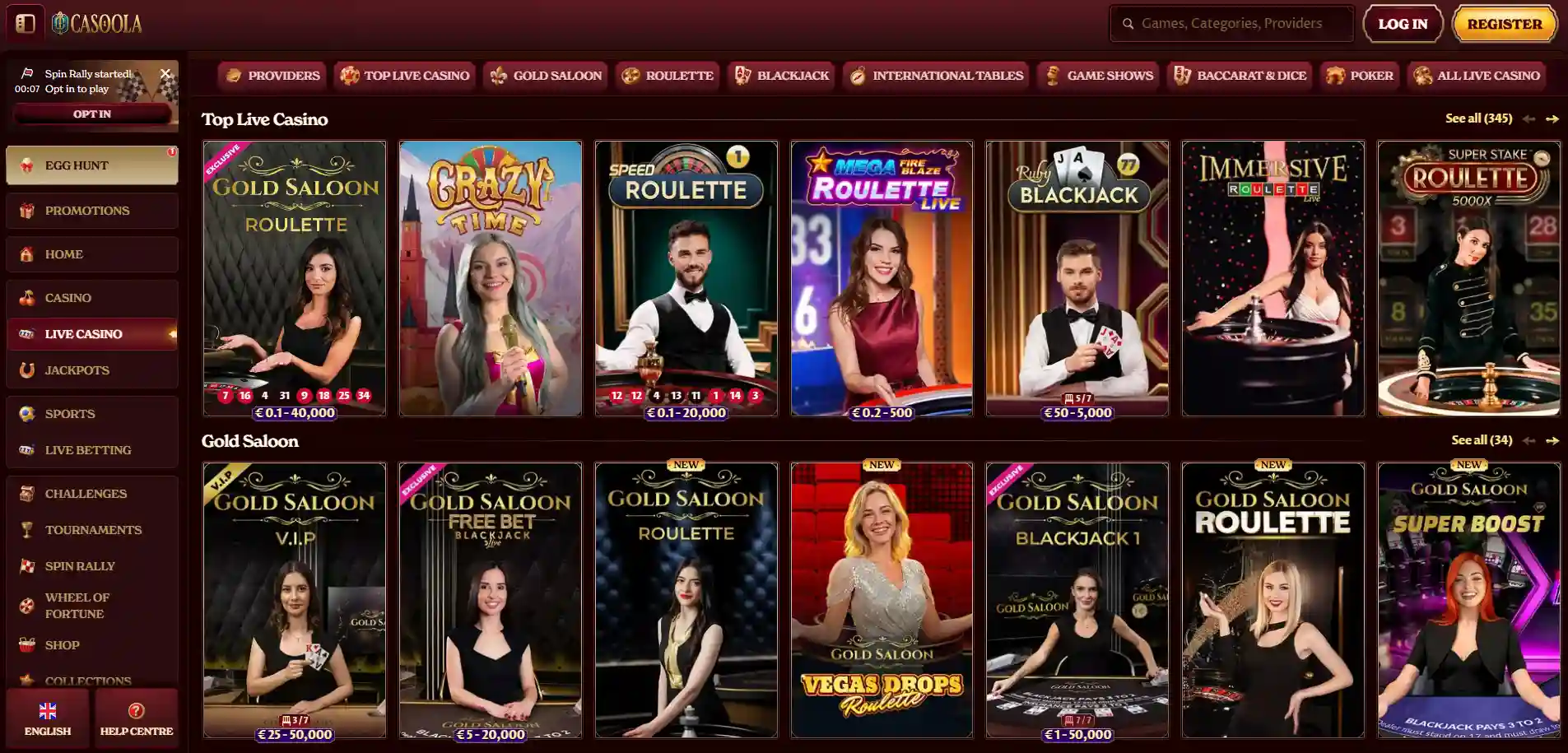 Casoola Casino live dealer games