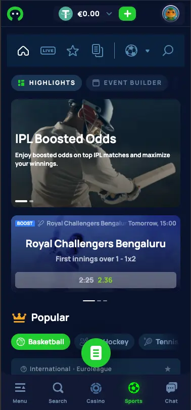 Cybet casino sportsbook section