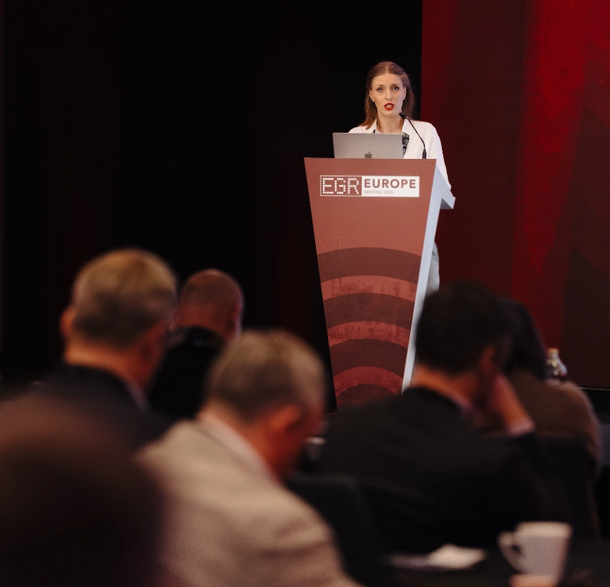 Olesea from Nightrush speaking in EGR Europe Awards 2026.