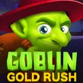 A smirking green goblin wearing a red hat carries a sack behind the Goblin Gold Rush game logo.