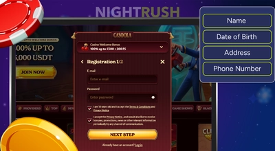 Casoola Casino sign up page