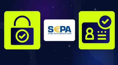 SSL, KYC and SEPA logos against a starry background.