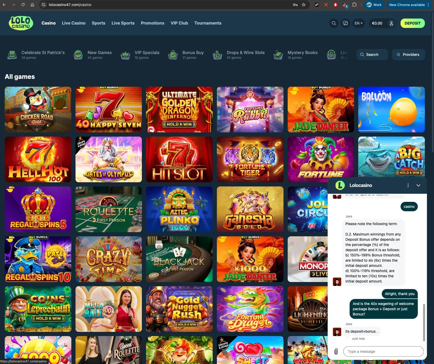 Lolo Casino Bonus Live Chat