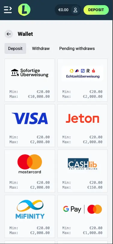 Lolo Casino Mobile deposit