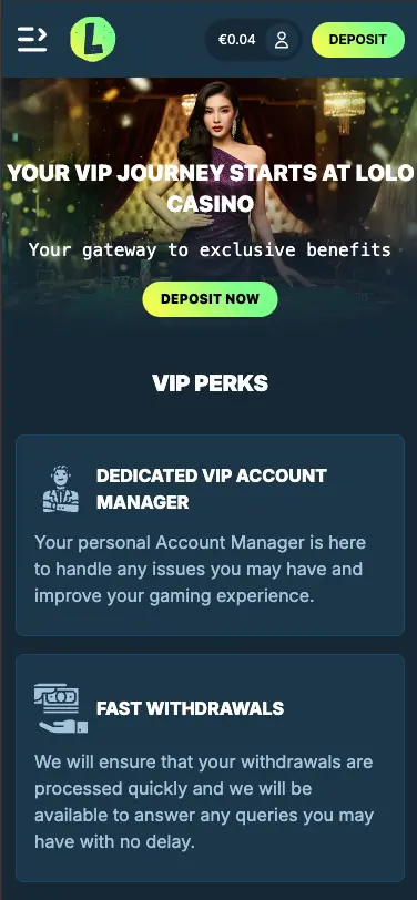 Lolo Casino Mobile Vip Page