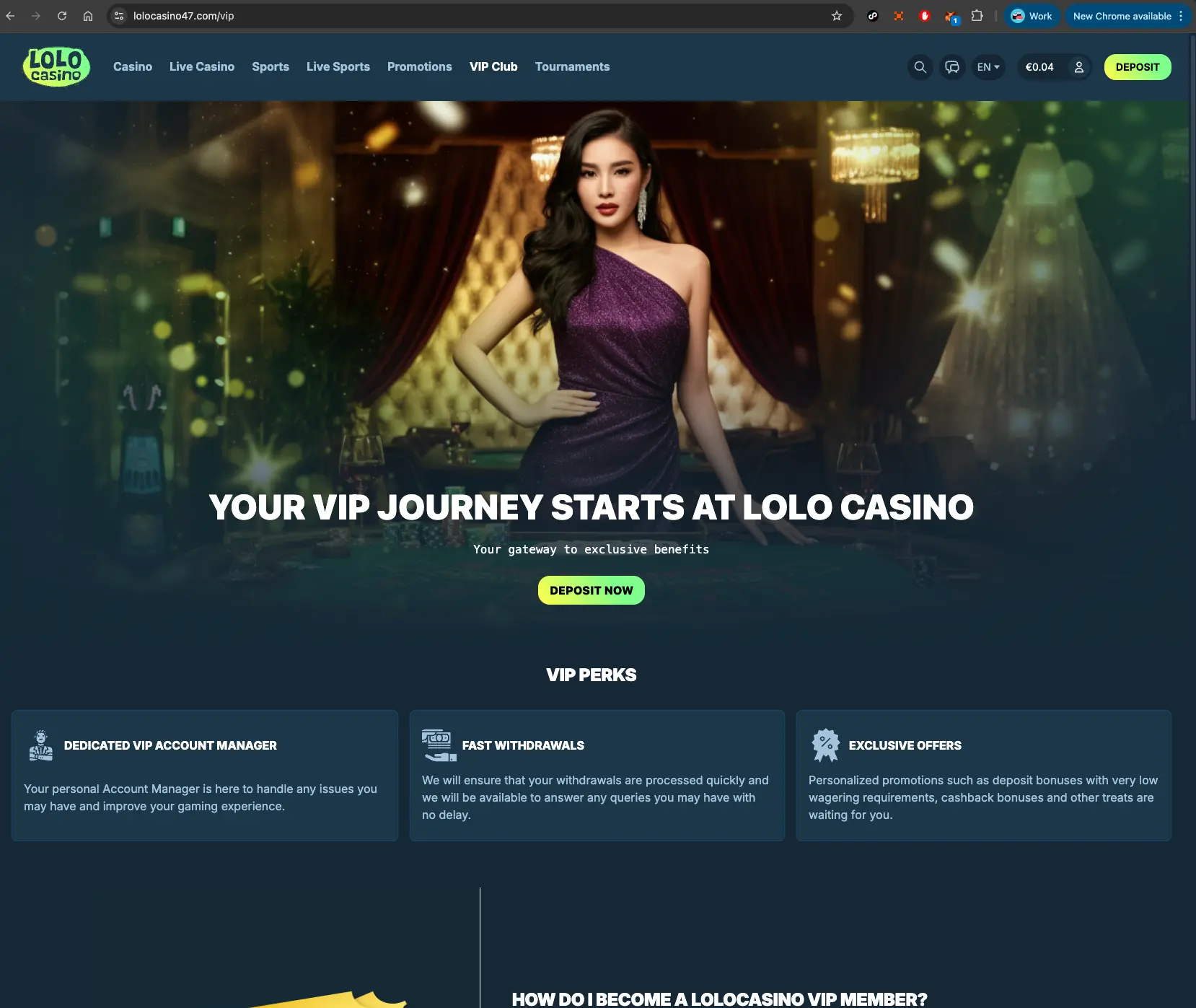 Lolo Casino Vip Page