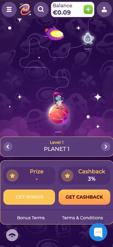 MilkyWay casino VIP levels screen