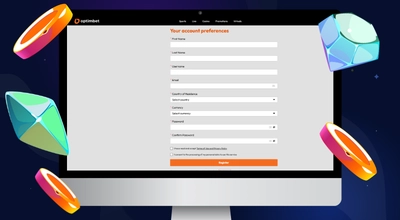 Laptop showing OptimBet’s registration form.