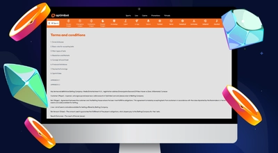 Laptop showing OptimBet’s Terms and Conditions page.