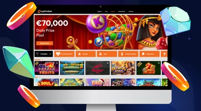 Laptop showing OptimBet’s homepage.