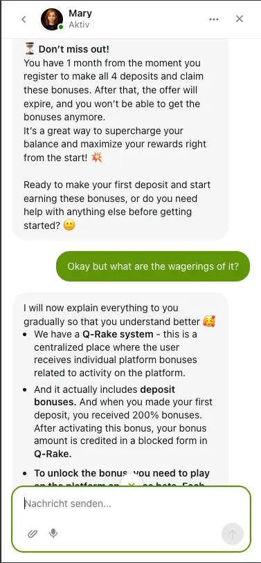 Qzino casino live chat about wager