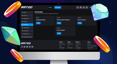 Laptop shows Verification page at Razed.