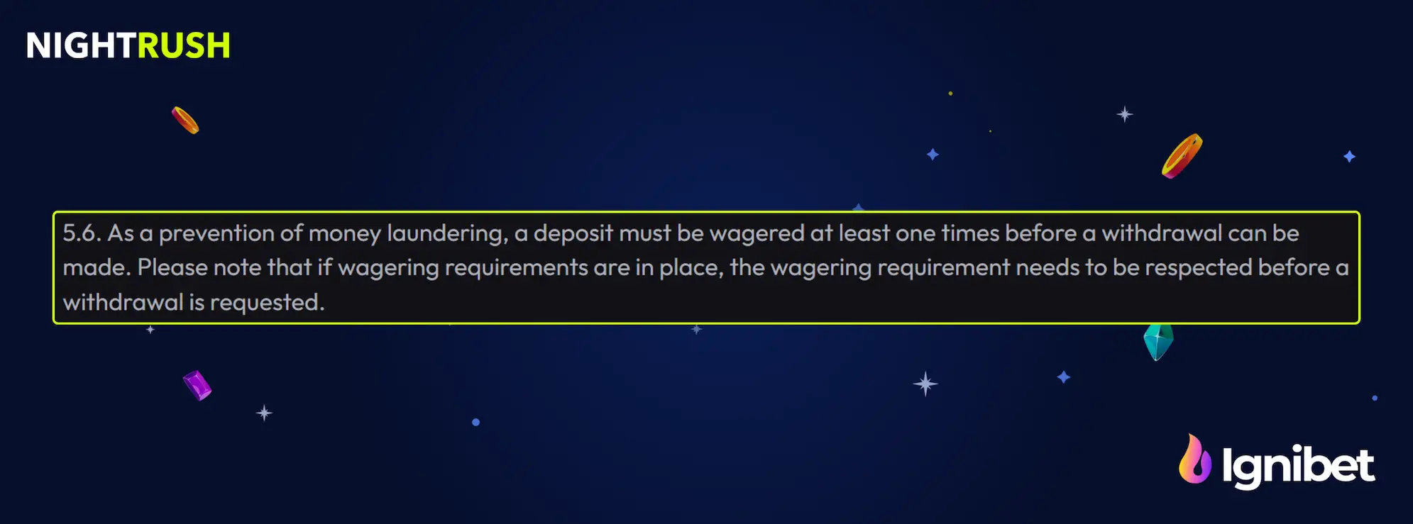 A callout box shows term 5.6 for IgniBet.