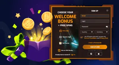 Welcome bonus offer upon registration