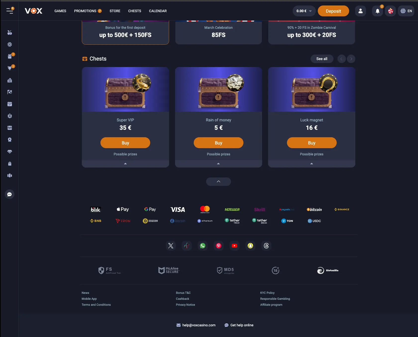 Vox Casino Chests