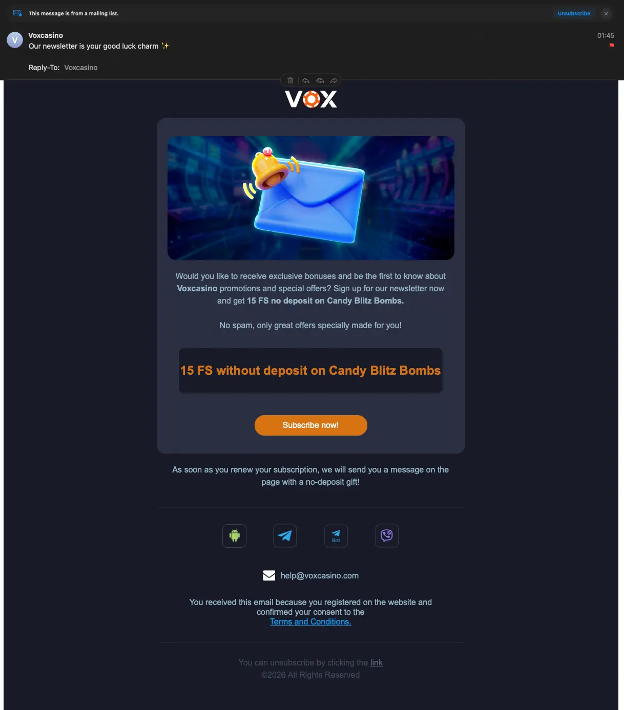 Vox Casino Email