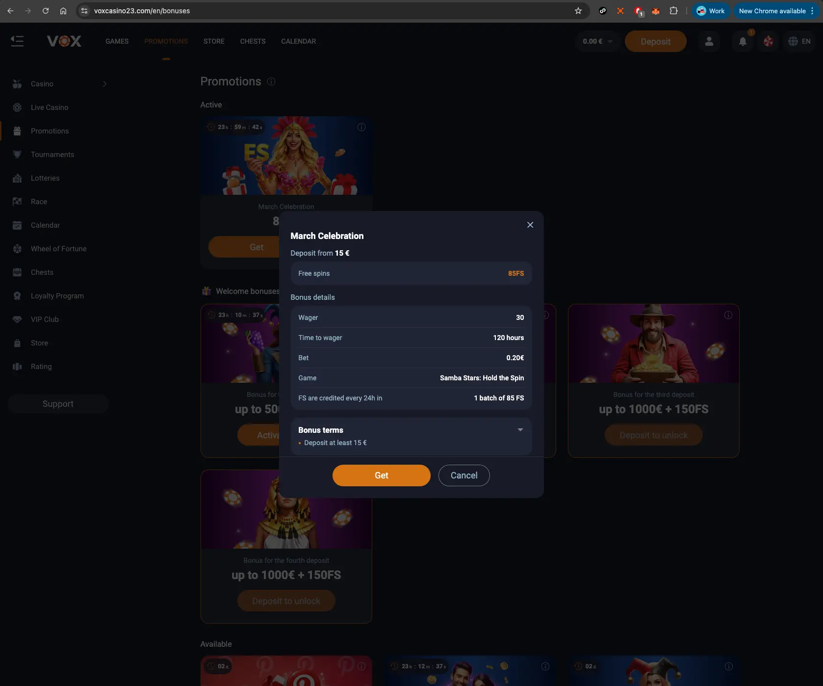 Vox Casino March Bonus