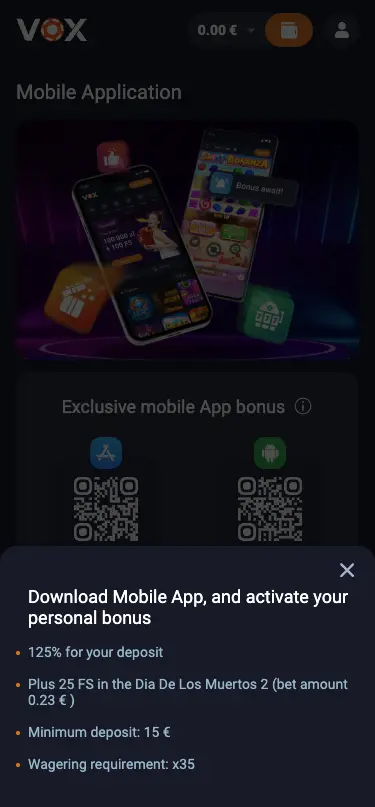 Vox Casino Mobile Application