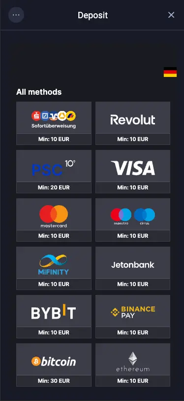Vox Casino Mobile Deposit Methods
