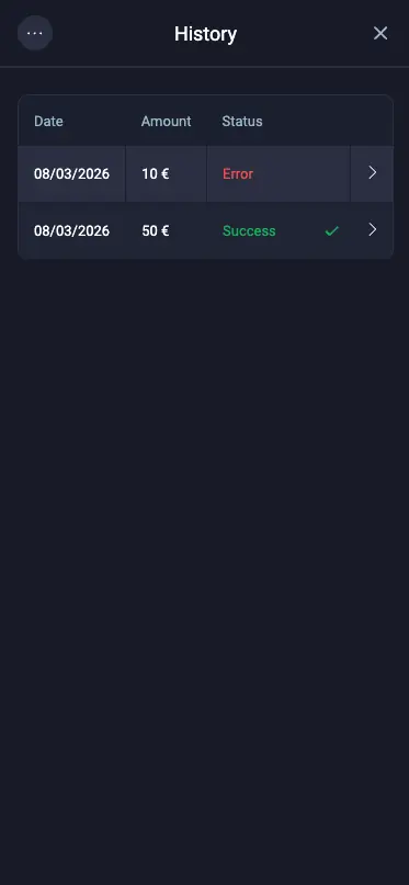 Vox Casino Mobile Payment History Warning