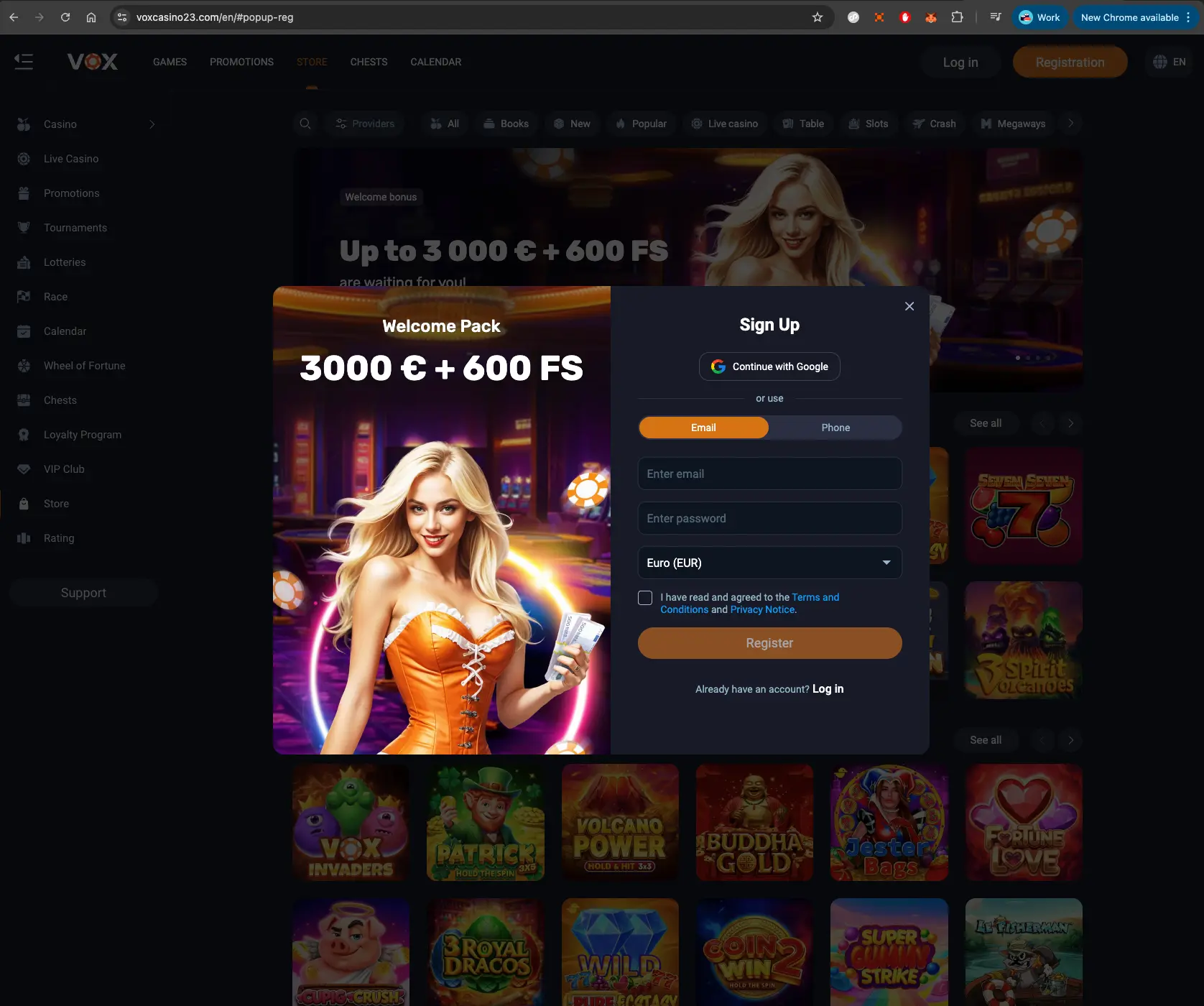 Vox Casino Sign Up