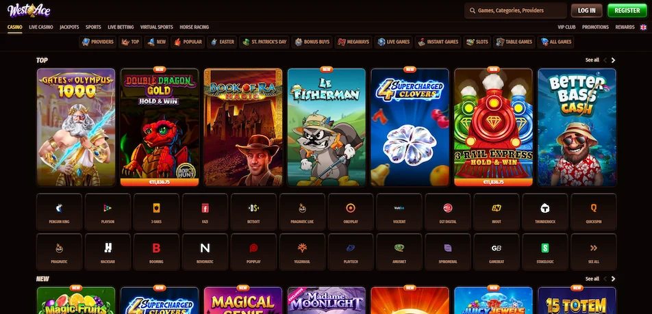 WestAce Casino games page.